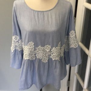 3/4 bell sleeve blouse with peplum